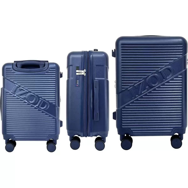 IZOD Expandable ABS Hard Shell Luggage Set - Durable ABS Hard Shell Construction - Double Water-Resistant Nylon Coil – Versatile Sizes 28", 24", 20" - 3-Piece Spinner Luggage Set 