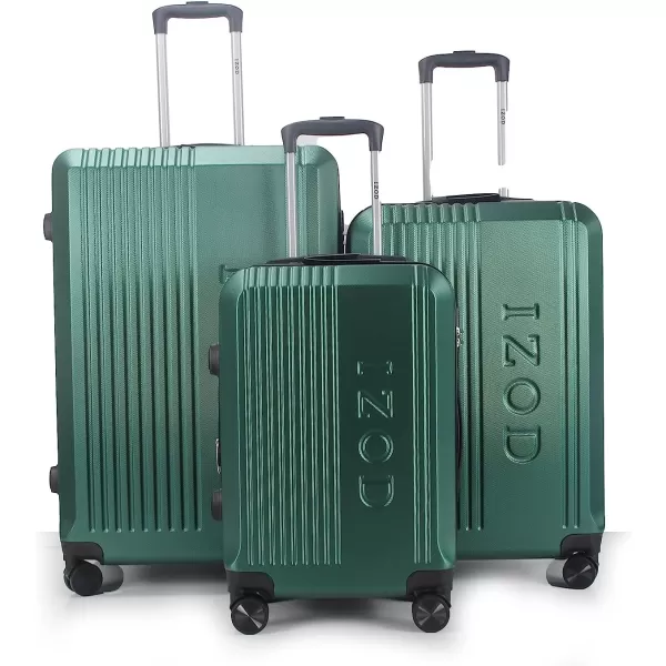 IZOD Expandable ABS Hard Shell Luggage Set - Durable ABS Hard Shell Construction - Double Water-Resistant Nylon Coil – Versatile Sizes 28", 24", 20" - 3-Piece Spinner Luggage Set 