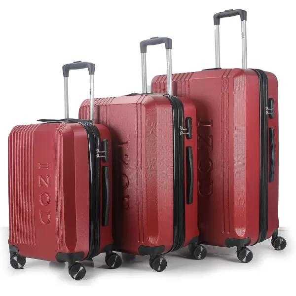 IZOD Expandable ABS Hard Shell Luggage Set - Durable ABS Hard Shell Construction - Double Water-Resistant Nylon Coil – Versatile Sizes 28", 24", 20" - 3-Piece Spinner Luggage Set 