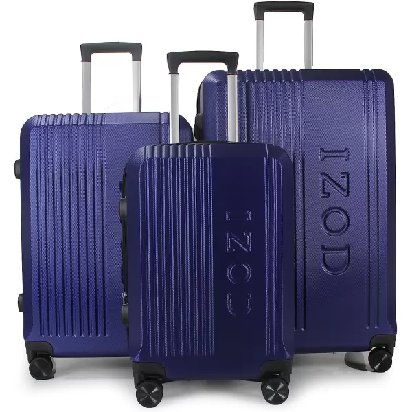 IZOD Expandable ABS Hard Shell Luggage Set - Durable ABS Hard Shell Construction - Double Water-Resistant Nylon Coil – Versatile Sizes 28", 24", 20" - 3-Piece Spinner Luggage Set 