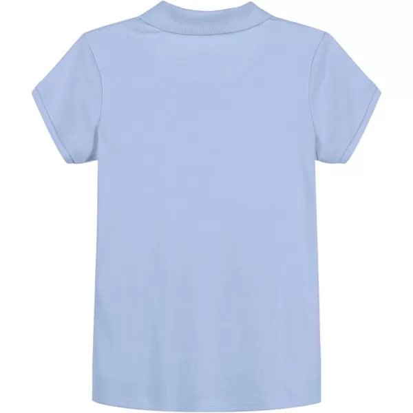 IZOD Girls' School Uniform Short Sleeve Polo Shirt, Button Closure, Comfortable &amp; Soft Interlock Fabric