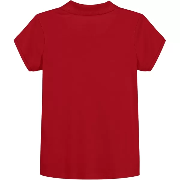 IZOD Girls' School Uniform Short Sleeve Polo Shirt, Button Closure, Comfortable &amp; Soft Interlock Fabric