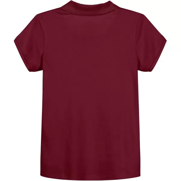 IZOD Girls' School Uniform Short Sleeve Polo Shirt, Button Closure, Comfortable &amp; Soft Interlock Fabric
