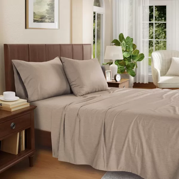 IZOD - Melange Performance Cotton Sheet Set, Durable &amp; Long Lasting Fabric, Deep Pocket Sheets 