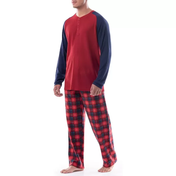IZOD Men's Long Sleeve Colorblock Henley Tee and Microfleece Pant Sleep Set