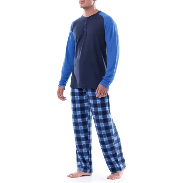 IZOD Men's Long Sleeve Colorblock Henley Tee and Microfleece Pant Sleep Set