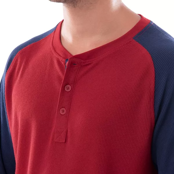 IZOD Men's Long Sleeve Colorblock Henley Tee and Microfleece Pant Sleep Set