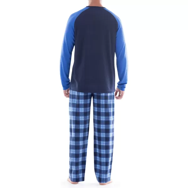 IZOD Men's Long Sleeve Colorblock Henley Tee and Microfleece Pant Sleep Set