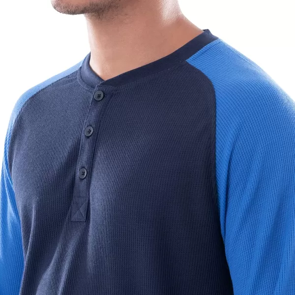 IZOD Men's Long Sleeve Colorblock Henley Tee and Microfleece Pant Sleep Set