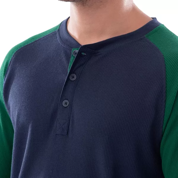 IZOD Men's Long Sleeve Colorblock Henley Tee and Microfleece Pant Sleep Set