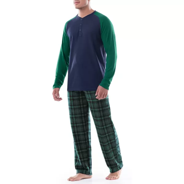 IZOD Men's Long Sleeve Colorblock Henley Tee and Microfleece Pant Sleep Set