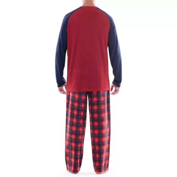 IZOD Men's Long Sleeve Colorblock Henley Tee and Microfleece Pant Sleep Set