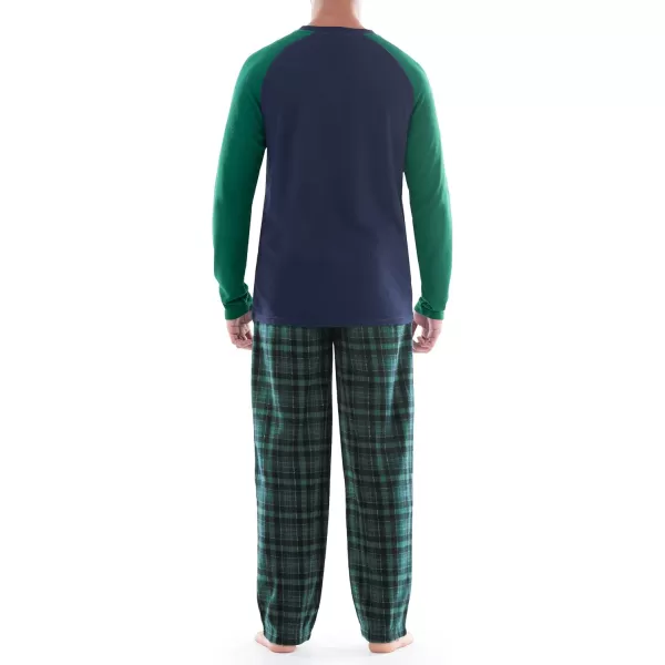 IZOD Men's Long Sleeve Colorblock Henley Tee and Microfleece Pant Sleep Set