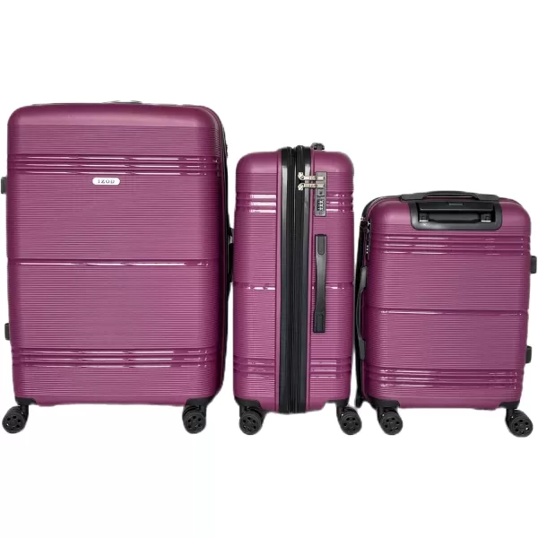 IZOD Polycarbonate Hard shell Expandable Lightweight 360 Dual Spinning Wheels Combo Lock 28", 24", 20" 3 Piece Luggage Set 