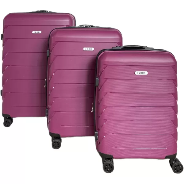 IZOD Polycarbonate Hard shell Expandable Lightweight 360 Dual Spinning Wheels Combo Lock 28", 24", 20" 3 Piece Luggage Set 