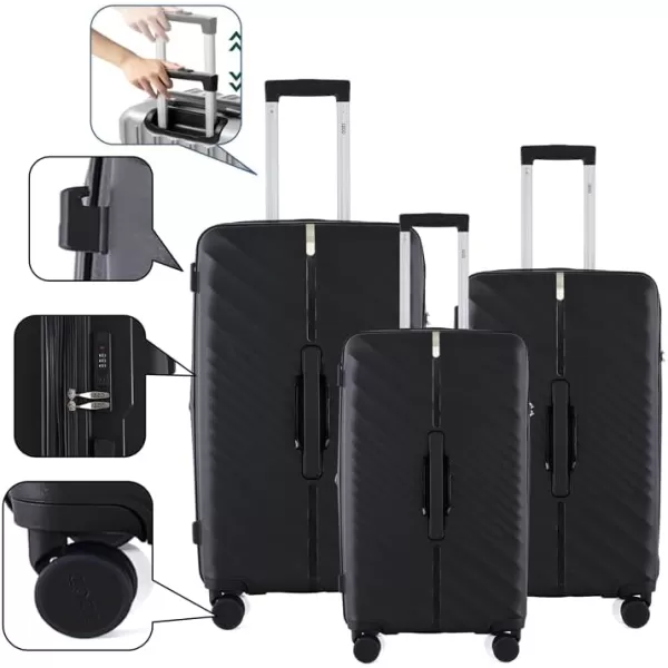 IZOD Polycarbonate Hard shell Expandable Lightweight 360 Dual Spinning Wheels Combo Lock 28", 24", 20" 3 Piece Luggage Set 