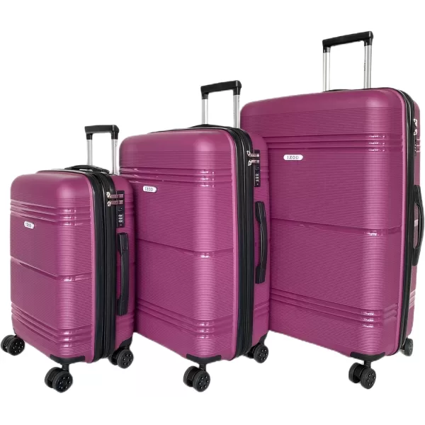 IZOD Polycarbonate Hard shell Expandable Lightweight 360 Dual Spinning Wheels Combo Lock 28", 24", 20" 3 Piece Luggage Set 