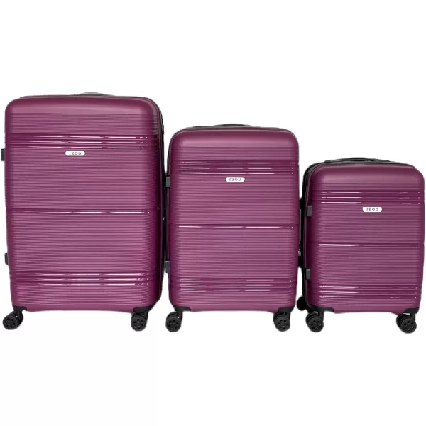 IZOD Polycarbonate Hard shell Expandable Lightweight 360 Dual Spinning Wheels Combo Lock 28", 24", 20" 3 Piece Luggage Set 
