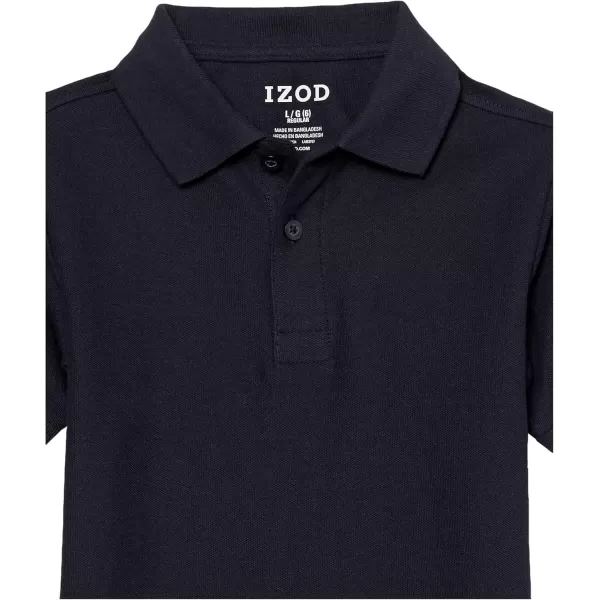 IZOD boys School Uniform Short Sleeve Polo Shirt, Button Closure, Comfortable &amp; Soft Pique Fabric