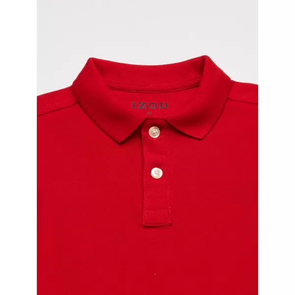 IZOD boys School Uniform Short Sleeve Polo Shirt, Button Closure, Comfortable &amp; Soft Pique Fabric