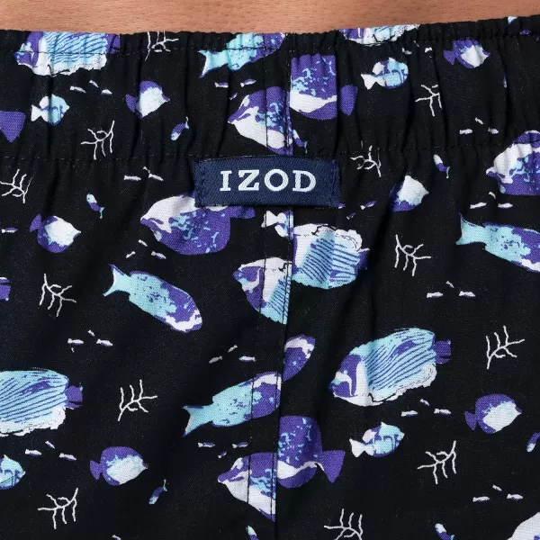 IZOD mens Printed Poplin Relaxed Fit Drawstring Sleep Shorts