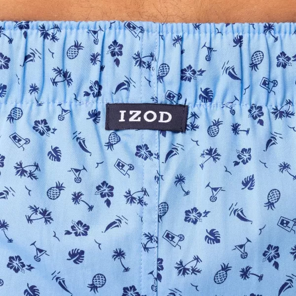 IZOD mens Printed Poplin Relaxed Fit Drawstring Sleep Shorts