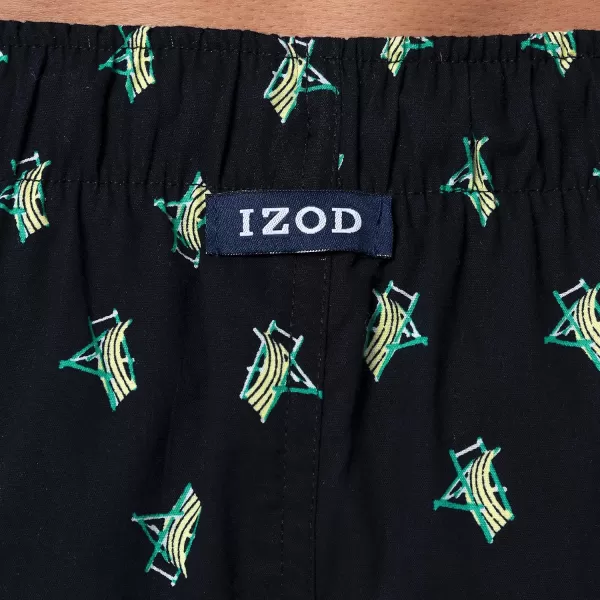 IZOD mens Printed Poplin Relaxed Fit Drawstring Sleep Shorts