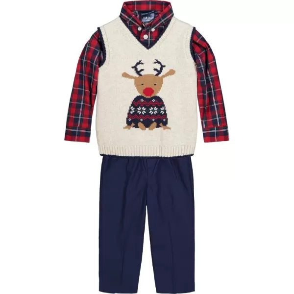 IZOD Baby Boys' 3-Piece Sweater Vest Set with Sweater, Collared Dress Shirt, and Pants