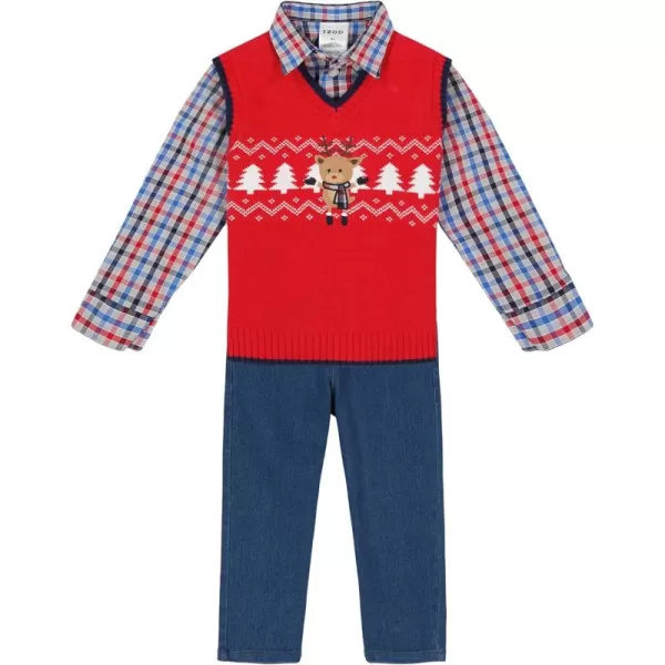 IZOD Baby Boys' 3-Piece Sweater Vest Set with Sweater, Collared Dress Shirt, and Pants