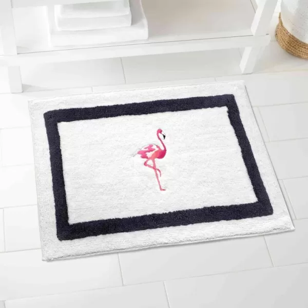IZOD Bathroom Accessories Flamingo Collection, Bath Rug , White)
