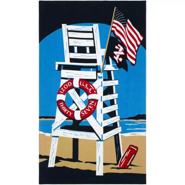IZOD - Beach Towel, Soft &amp; Absorbent Cotton Sheared Velour, Dorm Room Essentials, Printed Beach Accessories 