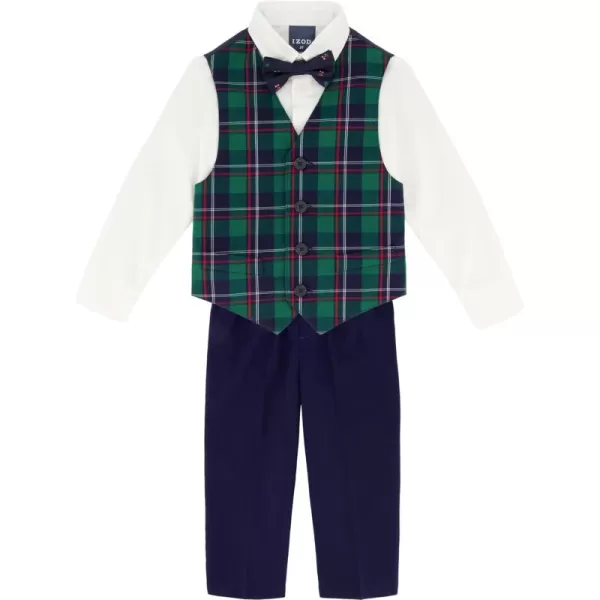 IZOD Boys' 4-Piece Set with Collared Dress Shirt, Tie, Vest, and Pants