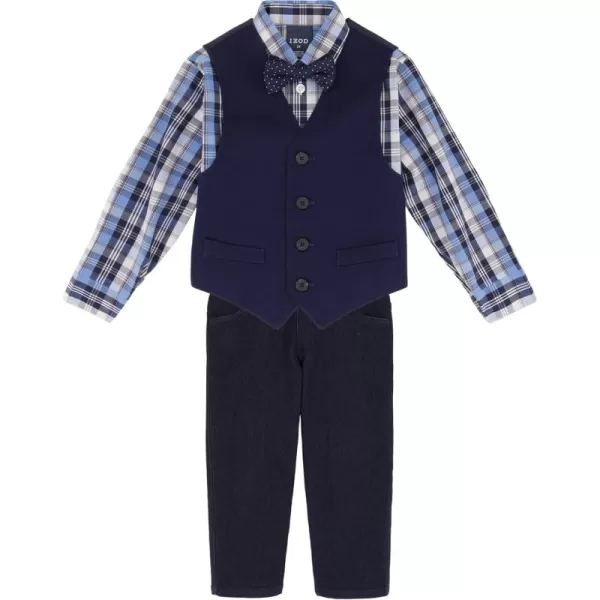 IZOD Boys' 4-Piece Set with Collared Dress Shirt, Tie, Vest, and Pants