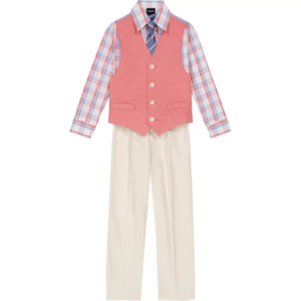 IZOD Boys' 4-Piece Set with Collared Dress Shirt, Tie, Vest, and Pants