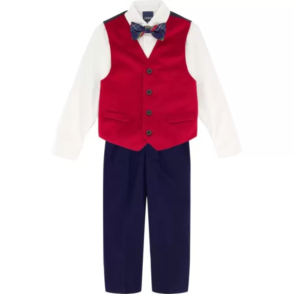 IZOD Boys' 4-Piece Set with Collared Dress Shirt, Tie, Vest, and Pants