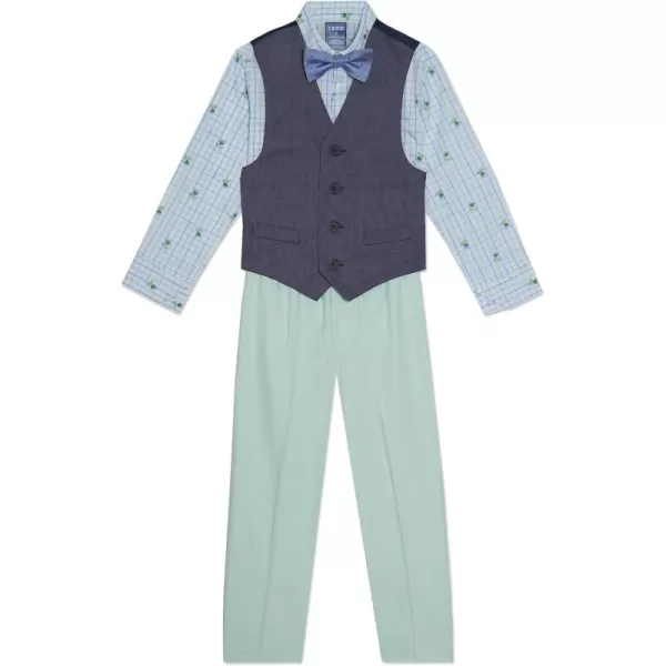 IZOD Boys' 4-Piece Set with Collared Dress Shirt, Tie, Vest, and Pants