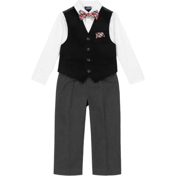 IZOD Boys' 4-Piece Set with Collared Dress Shirt, Tie, Vest, and Pants
