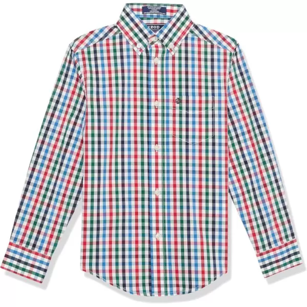 IZOD Boys' Long Sleeve Plaid Button-Down Dress Shirt