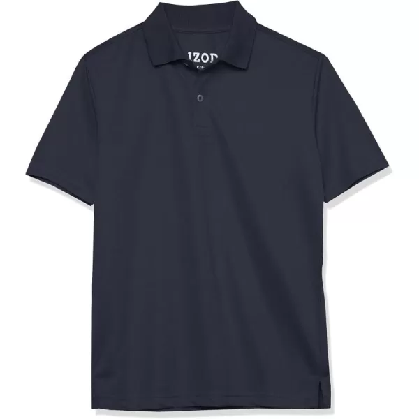 IZOD Boys' School Uniform Short Sleeve Polo Shirt, Button Closure, Moisture Wicking Performance Material