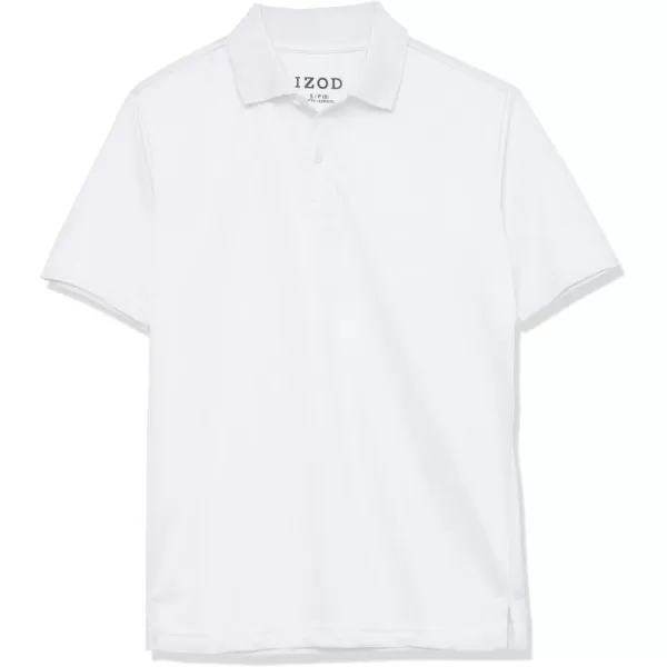 IZOD Boys' School Uniform Short Sleeve Polo Shirt, Button Closure, Moisture Wicking Performance Material