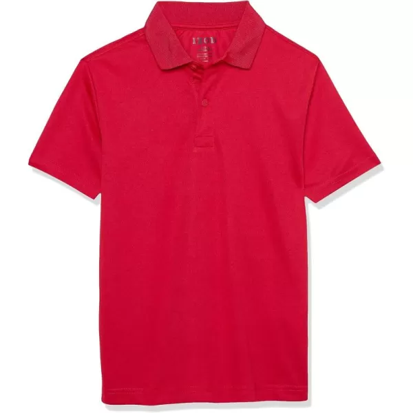 IZOD Boys' School Uniform Short Sleeve Polo Shirt, Button Closure, Moisture Wicking Performance Material