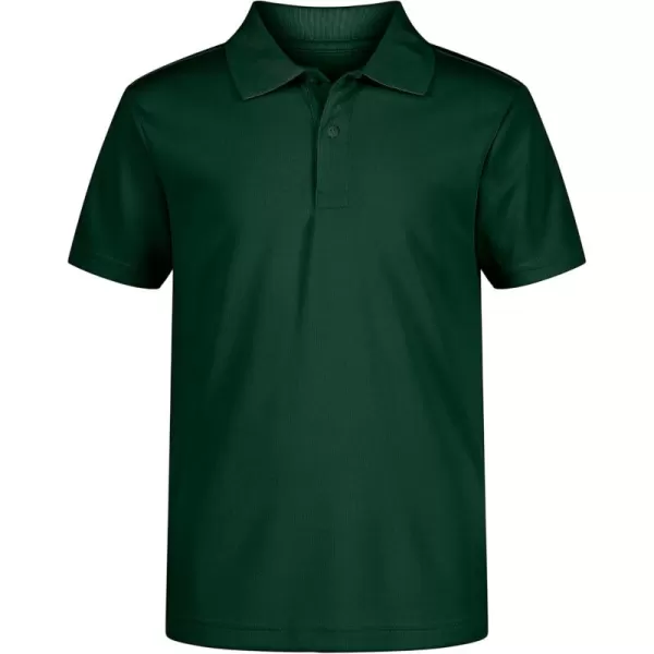IZOD Boys' School Uniform Short Sleeve Polo Shirt, Button Closure, Moisture Wicking Performance Material