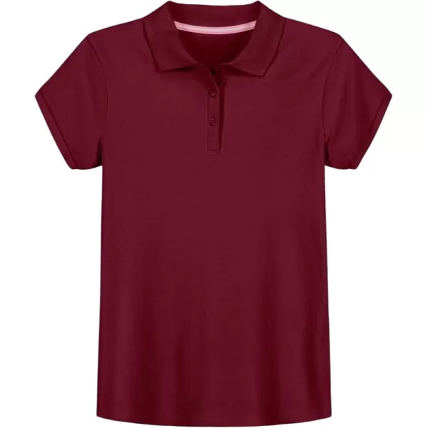 IZOD Girls' School Uniform Short Sleeve Polo Shirt, Button Closure, Comfortable &amp; Soft Interlock Fabric