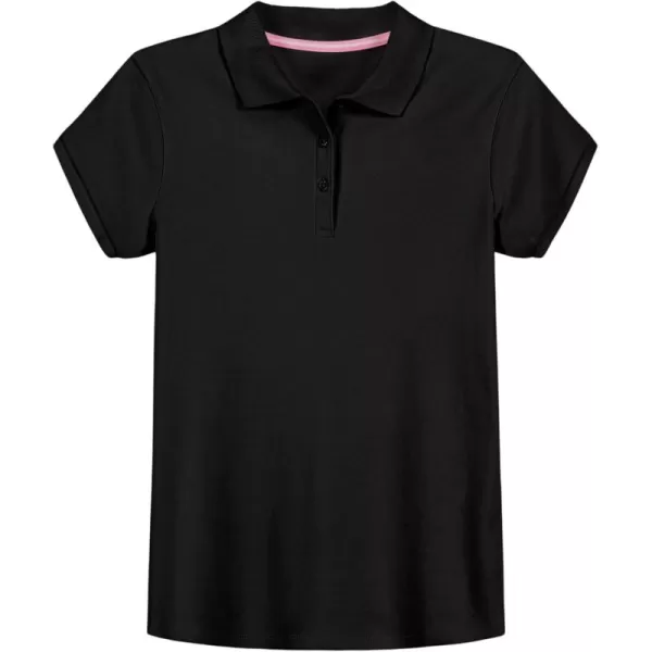 IZOD Girls' School Uniform Short Sleeve Polo Shirt, Button Closure, Comfortable &amp; Soft Interlock Fabric