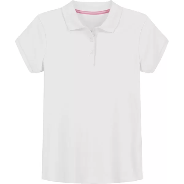 IZOD Girls' School Uniform Short Sleeve Polo Shirt, Button Closure, Comfortable &amp; Soft Interlock Fabric