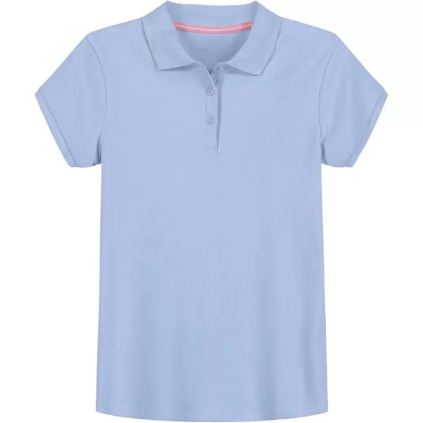 IZOD Girls' School Uniform Short Sleeve Polo Shirt, Button Closure, Comfortable &amp; Soft Interlock Fabric