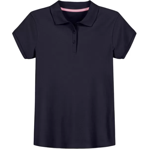 IZOD Girls' School Uniform Short Sleeve Polo Shirt, Button Closure, Comfortable &amp; Soft Interlock Fabric