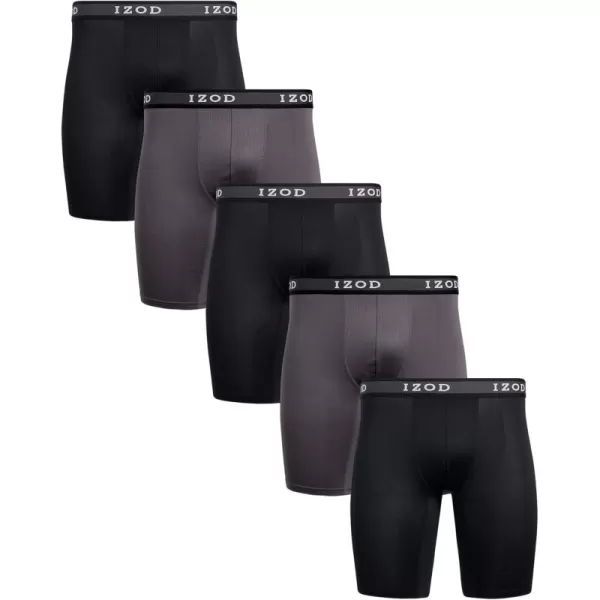 IZOD Men's Boxer Briefs– 5 Pack Performance Long Leg Boxer Briefs for Men S-2XL