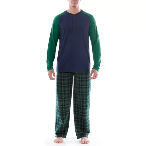 IZOD Men's Long Sleeve Colorblock Henley Tee and Microfleece Pant Sleep Set