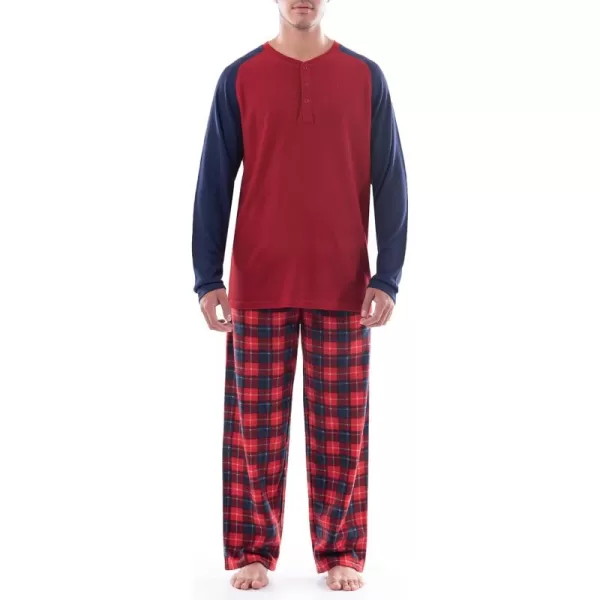 IZOD Men's Long Sleeve Colorblock Henley Tee and Microfleece Pant Sleep Set